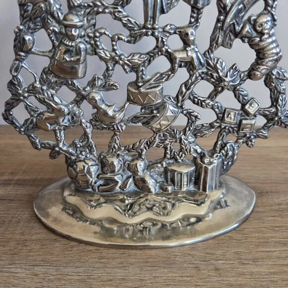 Vintage Elegance silver plated Christmas tree candleholder. Holiday decor. - Picture 4 of 7